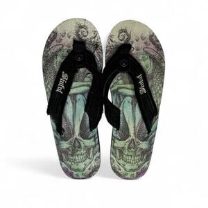 Sinful multicoloured skull flip flops Y2K 2000s one size I would say fits a 7-9